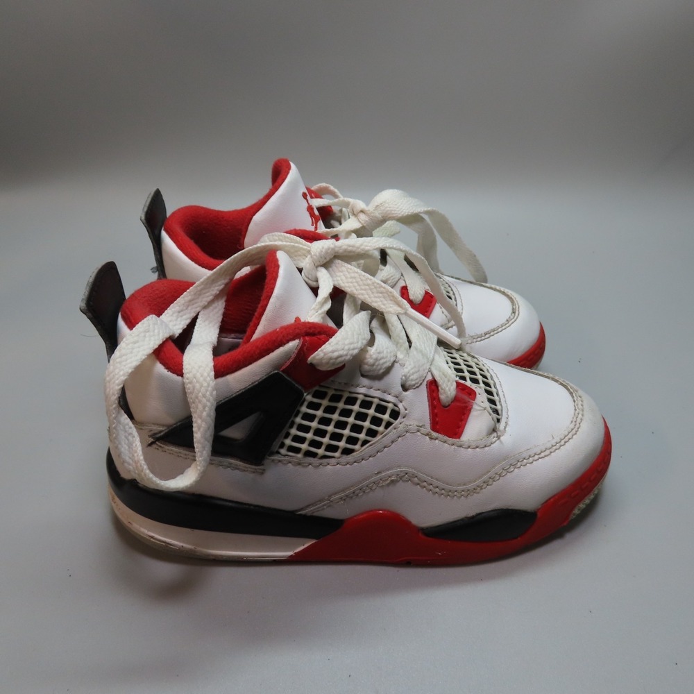 Nike Air Jordan 4 PS Retro Thunder White Black Kids Size‎ 10C BQ7670-160